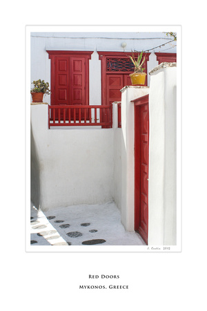 Red Doors, Mykonos, Greece, Mediterranean, Island, Poster